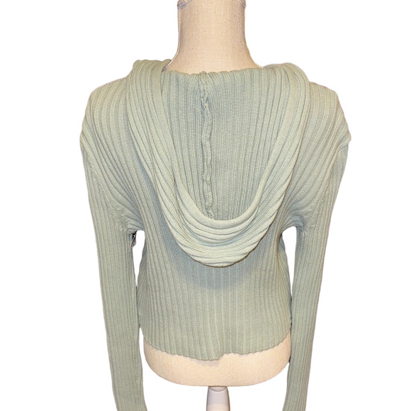 Arizona Jean Company Sky Seafoam Green Zip Up Hooded Cardigan Sweater NWT - Picture 2 of 2